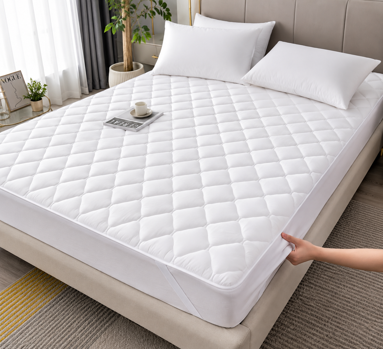 Cubre Colchón Impermeable 2 Plazas Hipoalergénico + 2 cubre  Almohadas de REGALO